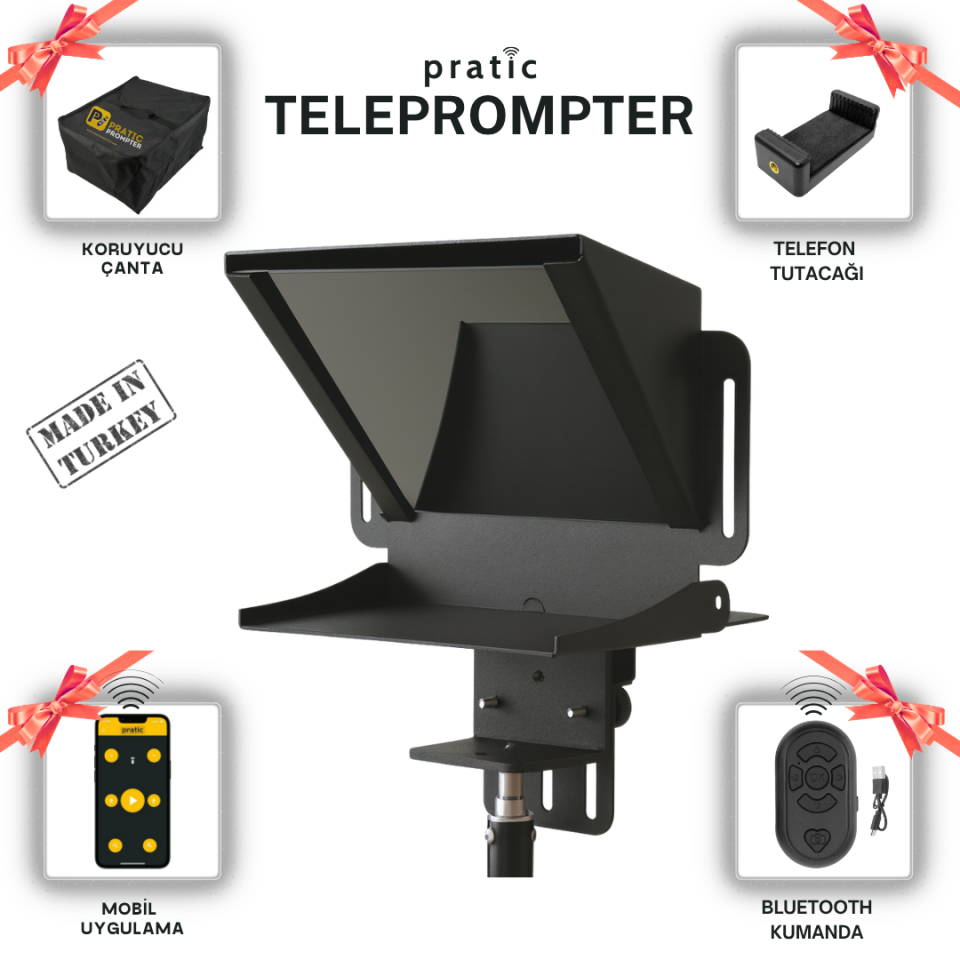 Pratic Teleprompter – (Kumanda + Çanta) (Yerli ve Milli Ürün & Yazılım)