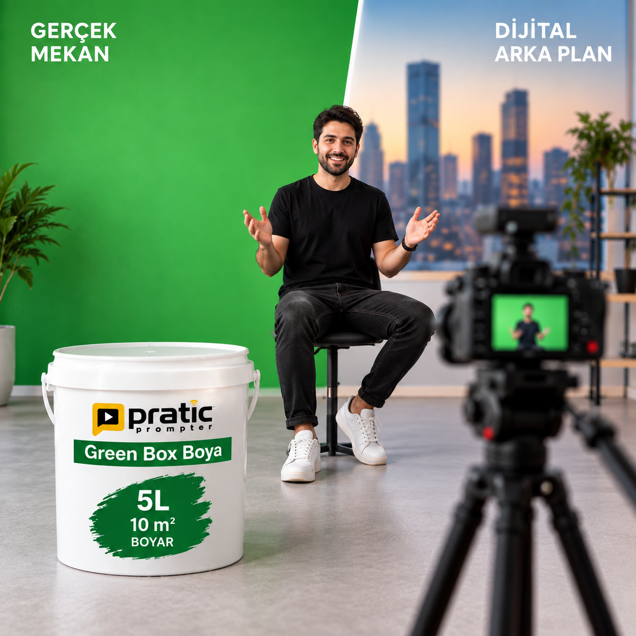 YouTube içerik üreticisi Green Screen boya kullanımı
