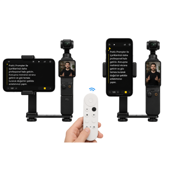 DJI Osmo Pocket 3 Prompter Seti – Telefon Tutucu + Kumanda + 1 Yıl Uygulama