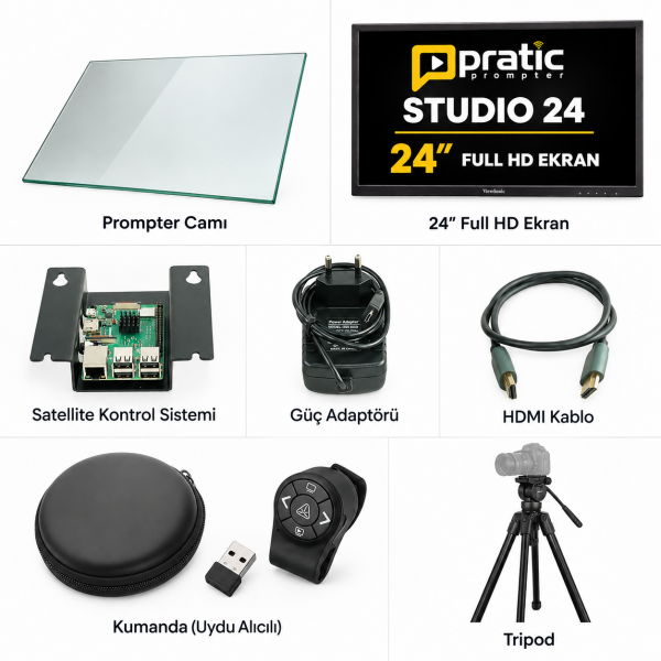 Pratic Studio Prompter 24 – 17-24 İnç Profesyonel Stüdyo Teleprompter